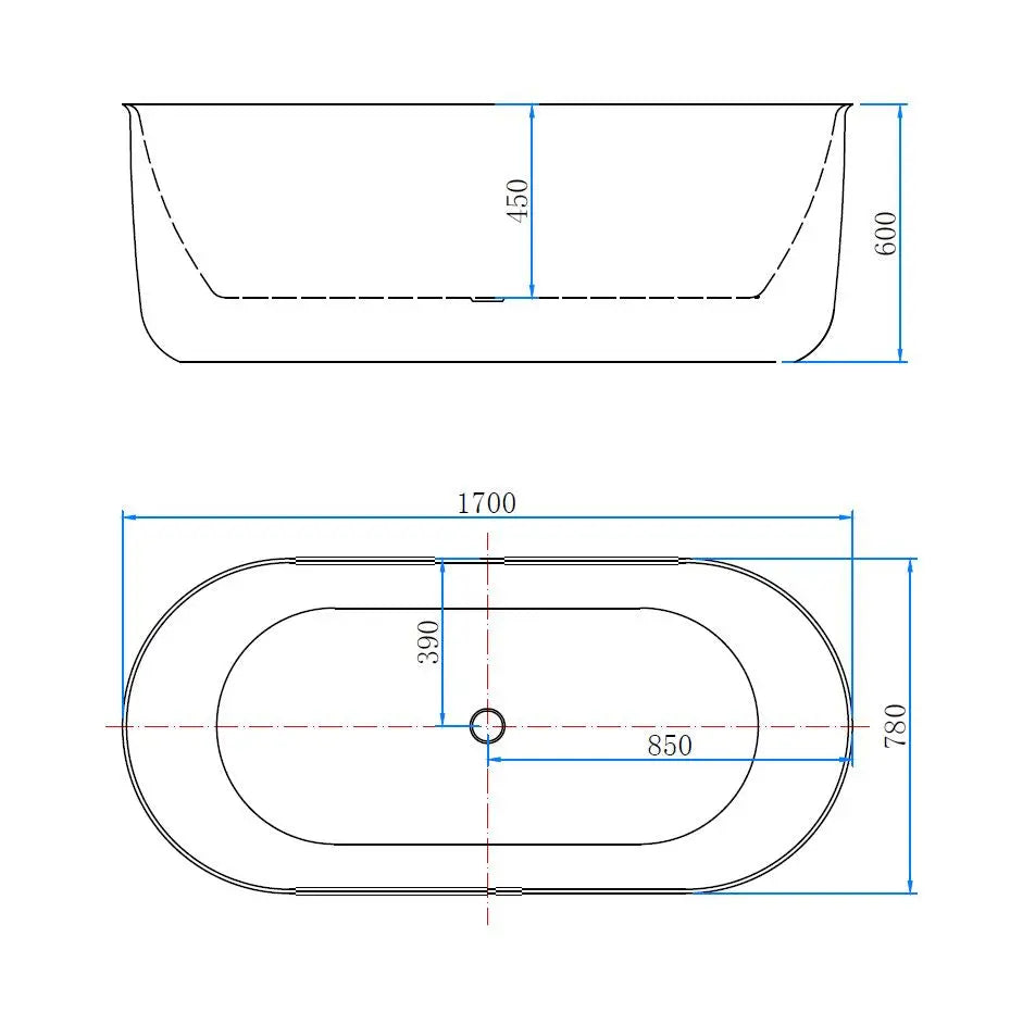 Astra Lunaris vrijstaand bad 170 cm Sani Supreme SaniSupreme