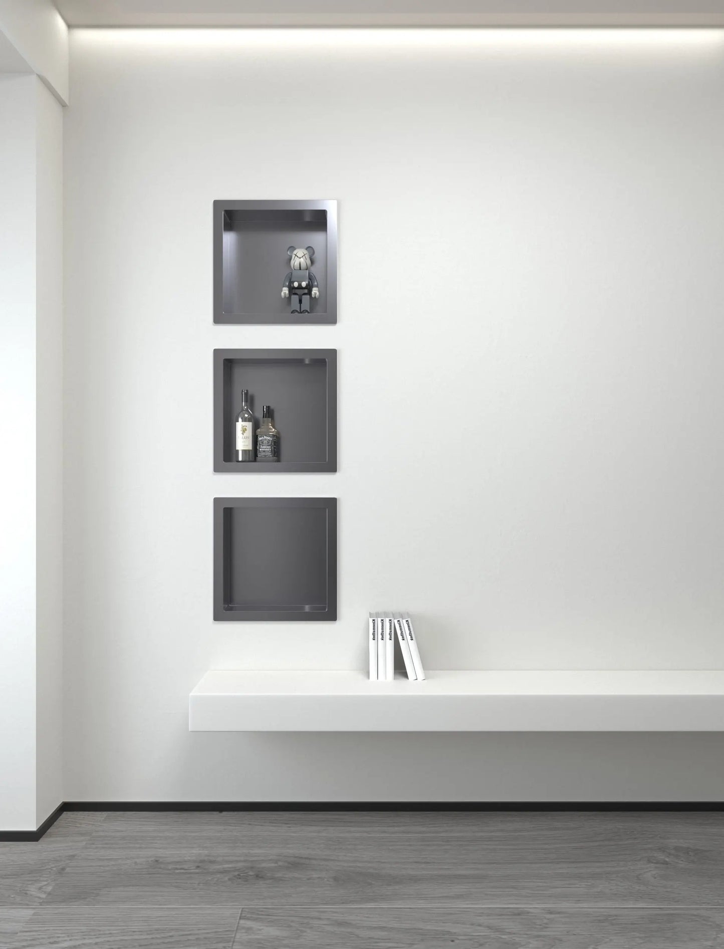 Inbouwnis badkamer douche RVS Gunmetal Grijs 30x30x10cm Sanisupreme