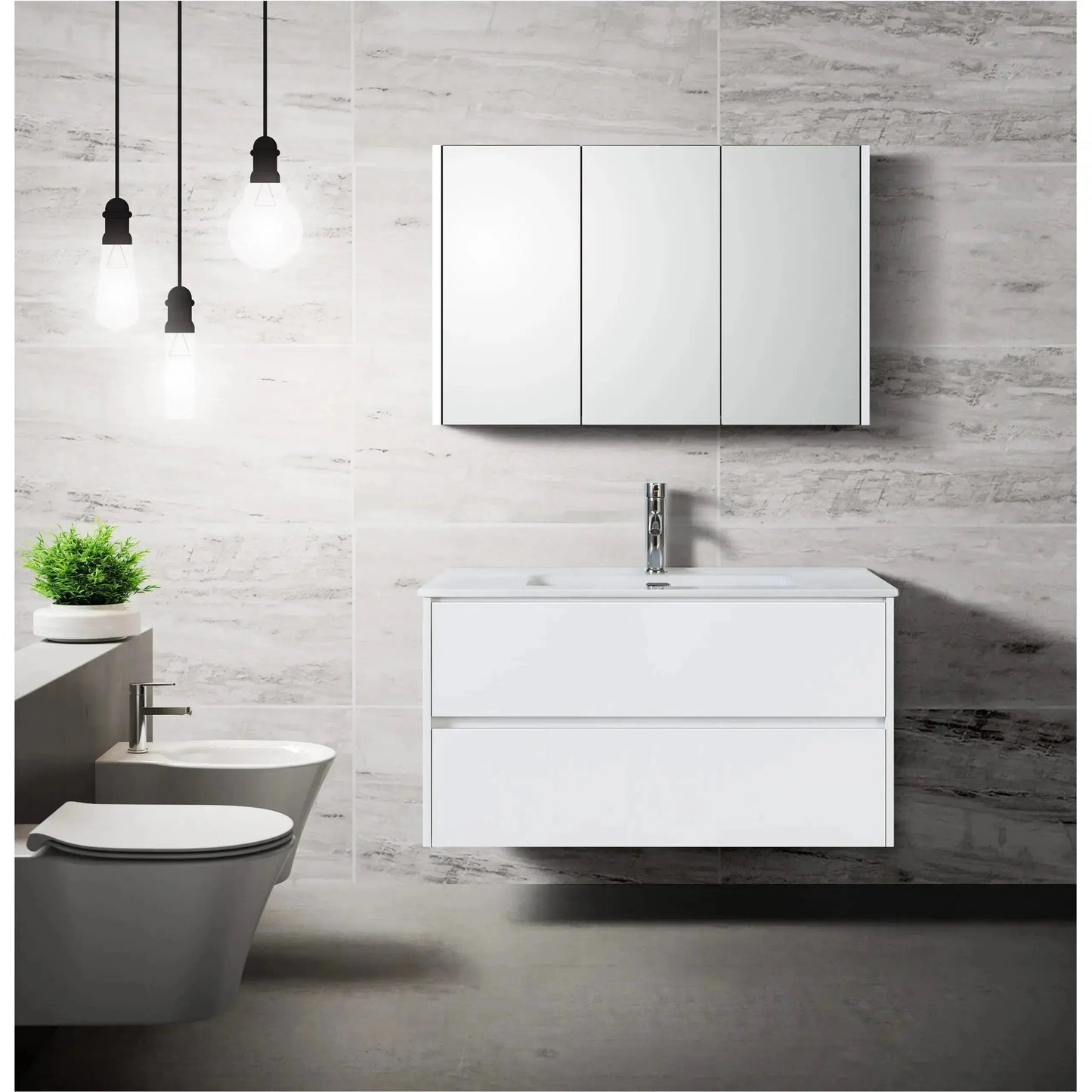 Badmeubelset Abruzzo wastafel en spiegelkast 80 cm Hoogglans Wit SaniSupreme Sanisupreme