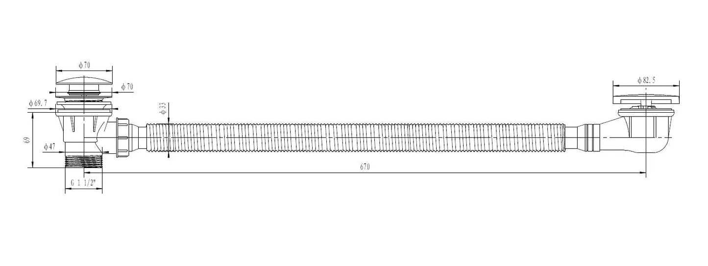 Badsifon Vazia Ore met overloop combinatie voor baden Ø38,1 MM SaniSupreme SaniSupreme