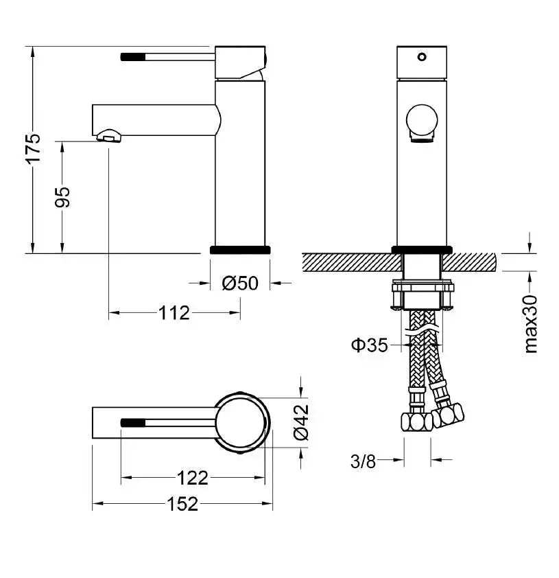 Best Design HighLine Series Lyon wastafel mengkraan 12,5 cm cm Rosé mat goud