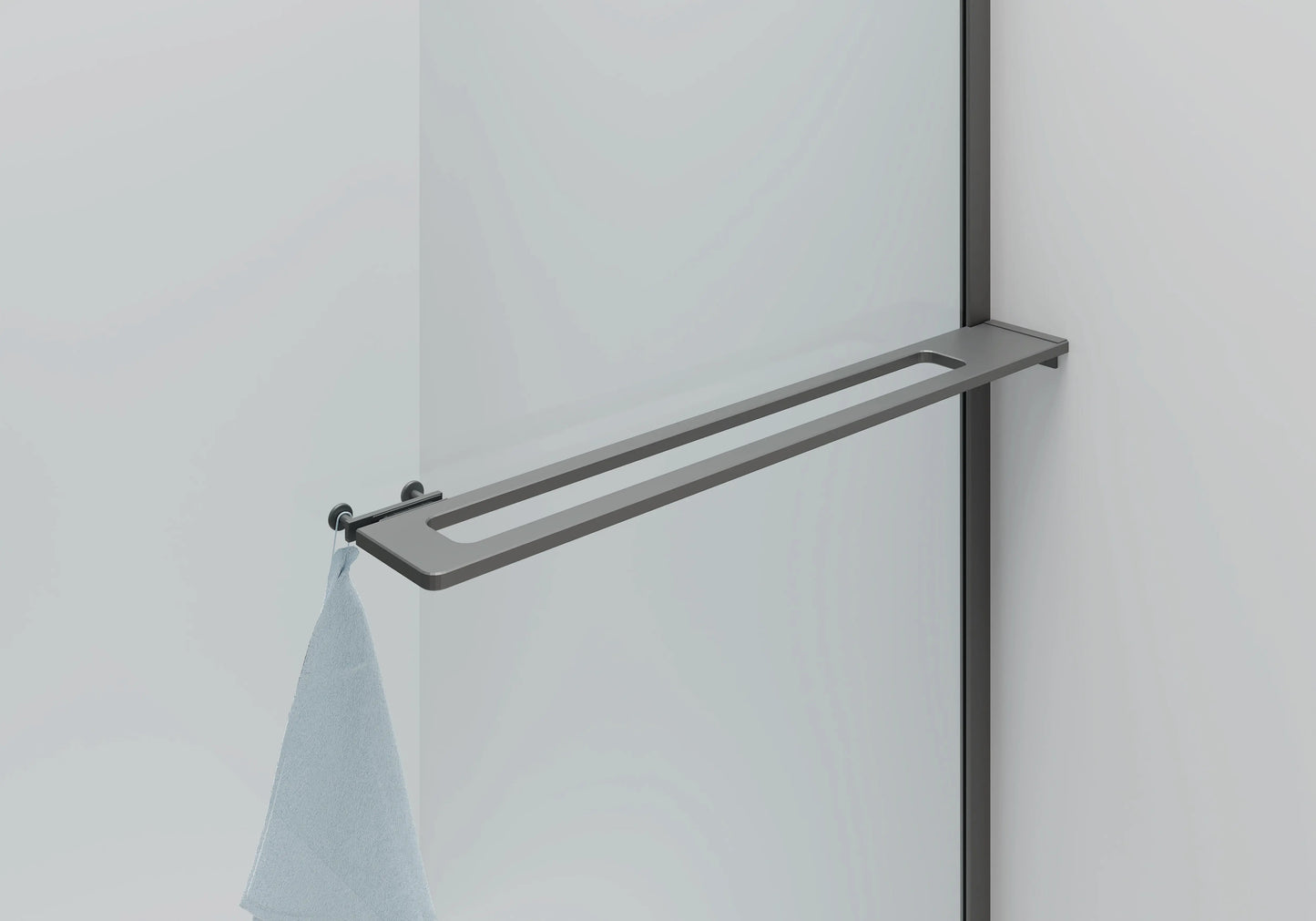 Inloopdouche Douchewand Halfrond Omkeerbaar Gunmetal met Handdoekhouder 100cm 8mm veiligheidsglas met anti-kalk Sanisupreme