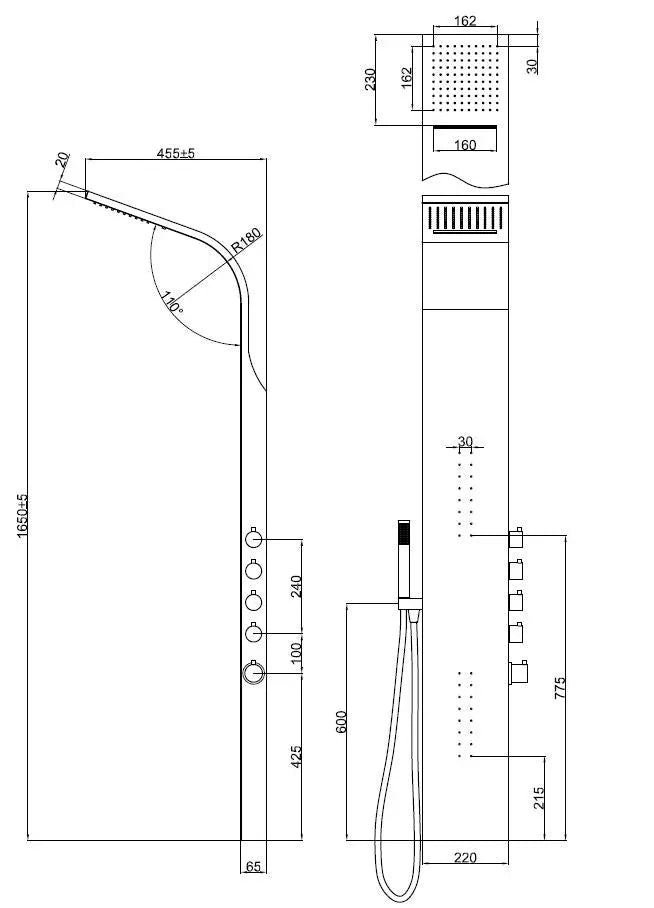 Douchepaneel Elegância RVS-304 hoofddouche met waterval functie Regendouche SaniSupreme