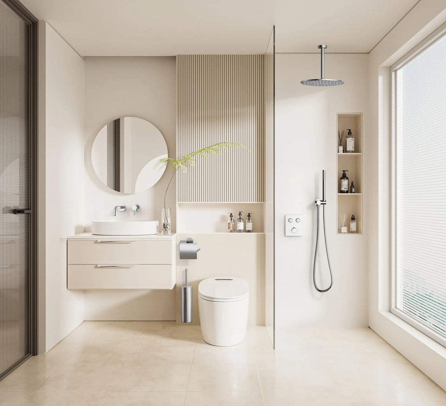 Doucheset SaniSupreme Stria Smartrain plafond Chroom Smart Control Regendoucheset
