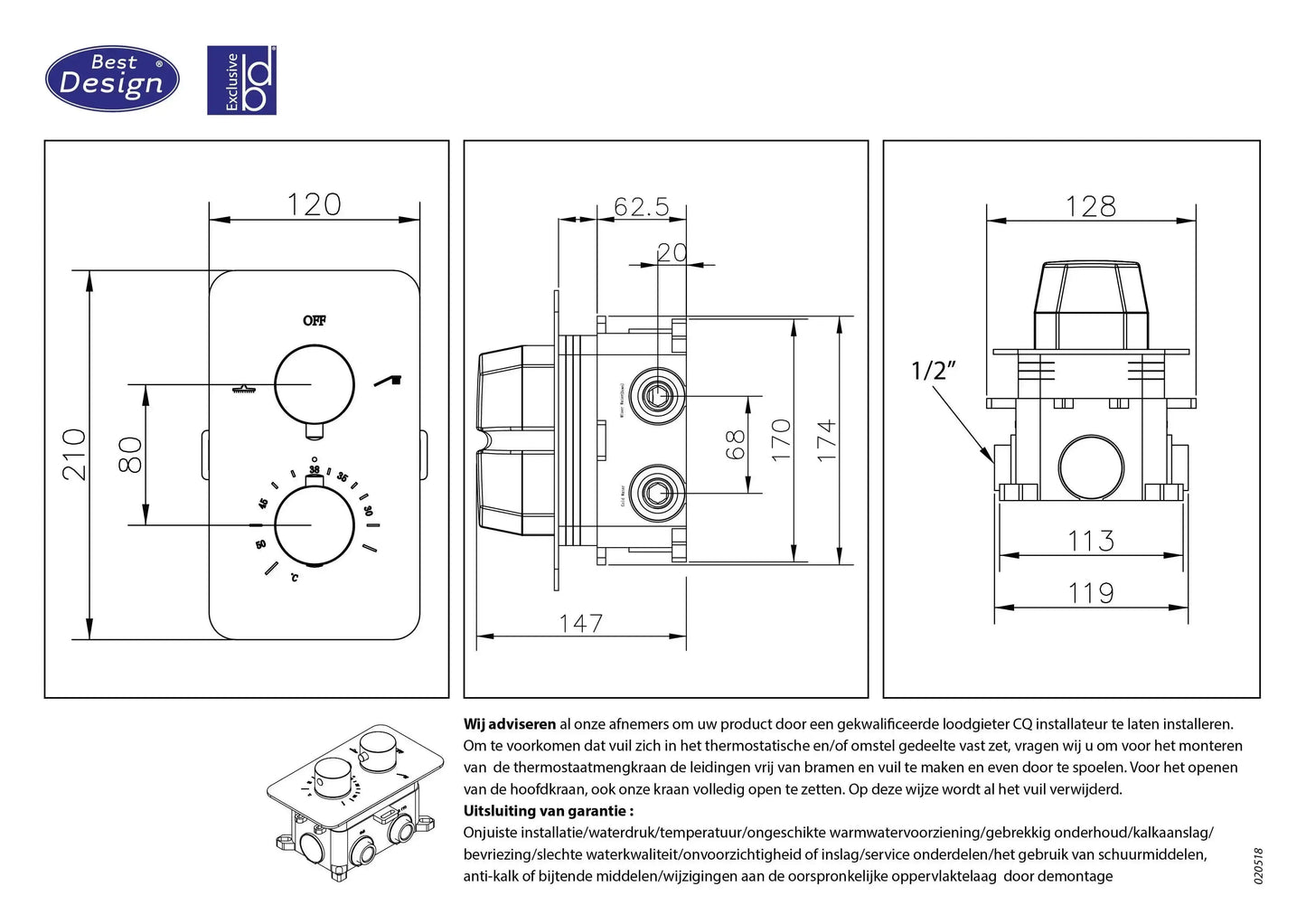 Doucheset Best Design HighLine Series Lyon Salvador inbouw regendoucheset mat rosé goud SaniSupreme Sanisupreme