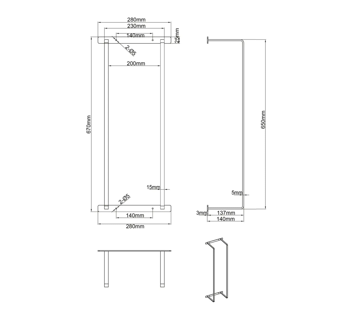 SaniSupreme StyleSeries Badkamer handdoekrek Handdoekhouder Wandmontage 97 cm RVS Rechthoekig Geborsteld Goud Sanisupreme