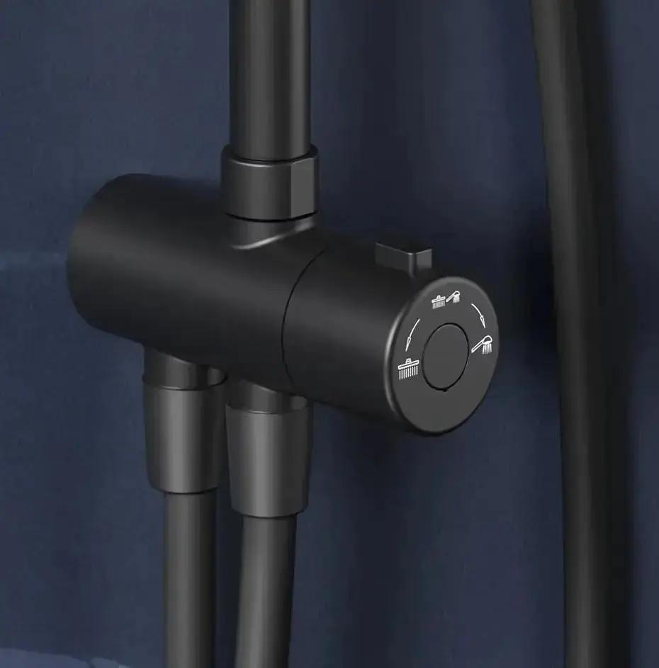 SaniSupreme Malibu opbouw bad doucheset thermostatisch 20 cm. mat zwart rond Sanisupreme