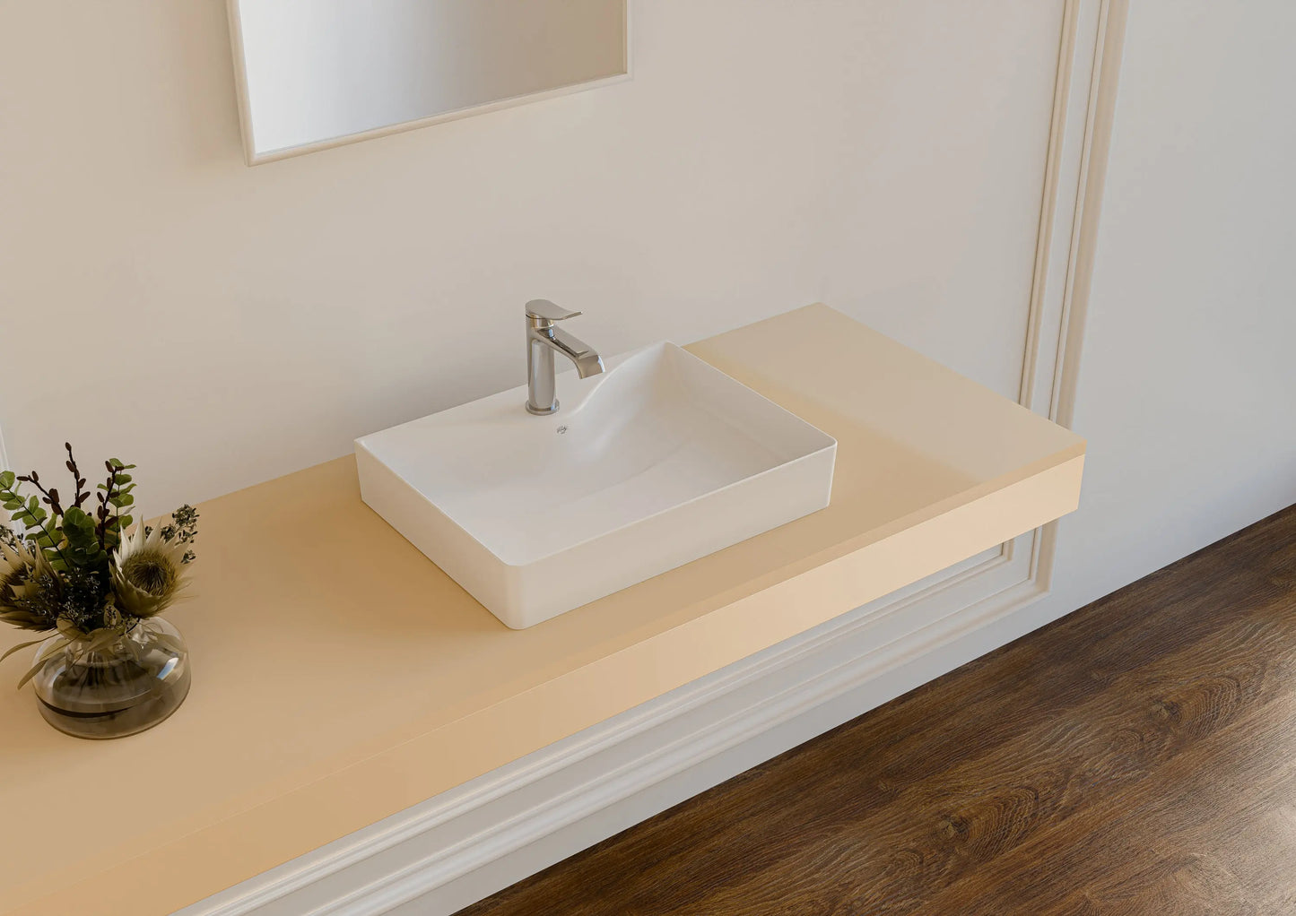 SaniSupreme Waskom Ruby Rechthoek 60,5x11x45,5 cm Keramiek Glanzend Wit Sanisupreme