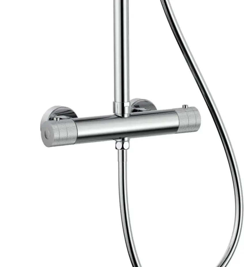 Regendoucheset Stria Chroom Glans (PVD coating-Cool-touch) 30 cm Regendouche met thermostaatkraan Sanisupreme