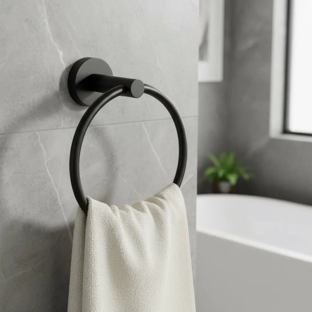 SaniSupreme Aloni Handdoek ring Mat Zwart - 16CM