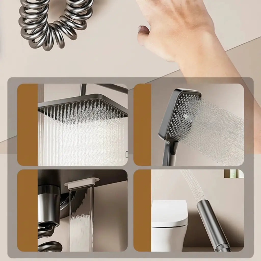 SaniSupreme AquaSense LCD Thermostatisch opbouw doucheset 4-weg systeem 31 x 25 cm. regendouche gunmetal_4