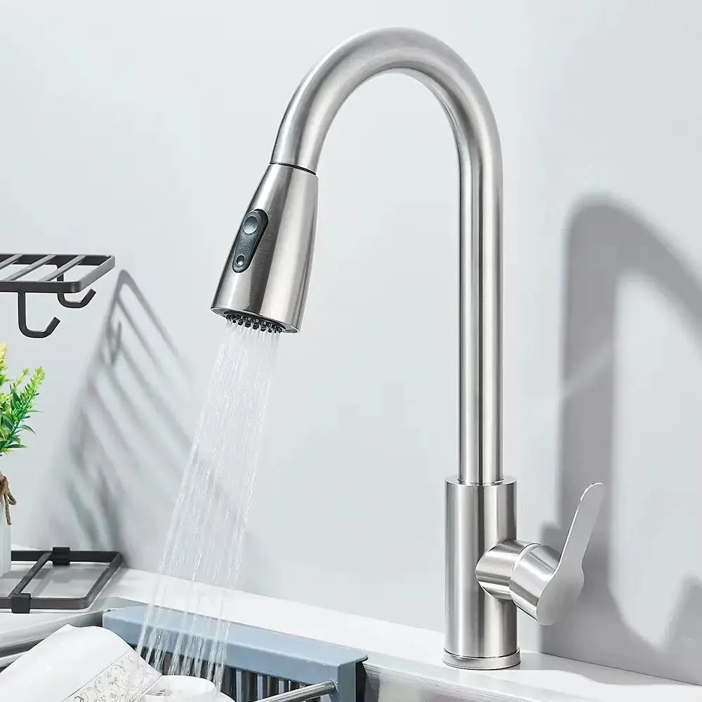 SaniSupreme thermostatische keukenkraan uittrekbaar Bologna gebogen RVS Sanisupreme