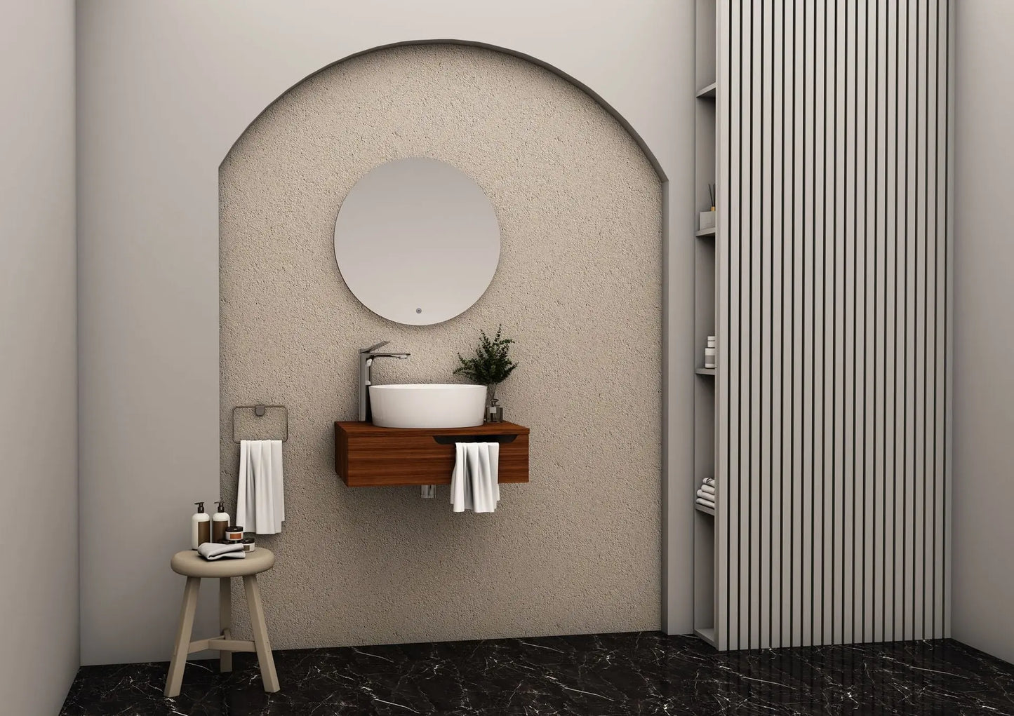 Felix Onderkast Met Handdoekuistparing (60cm) - Walnoot SaniSupreme