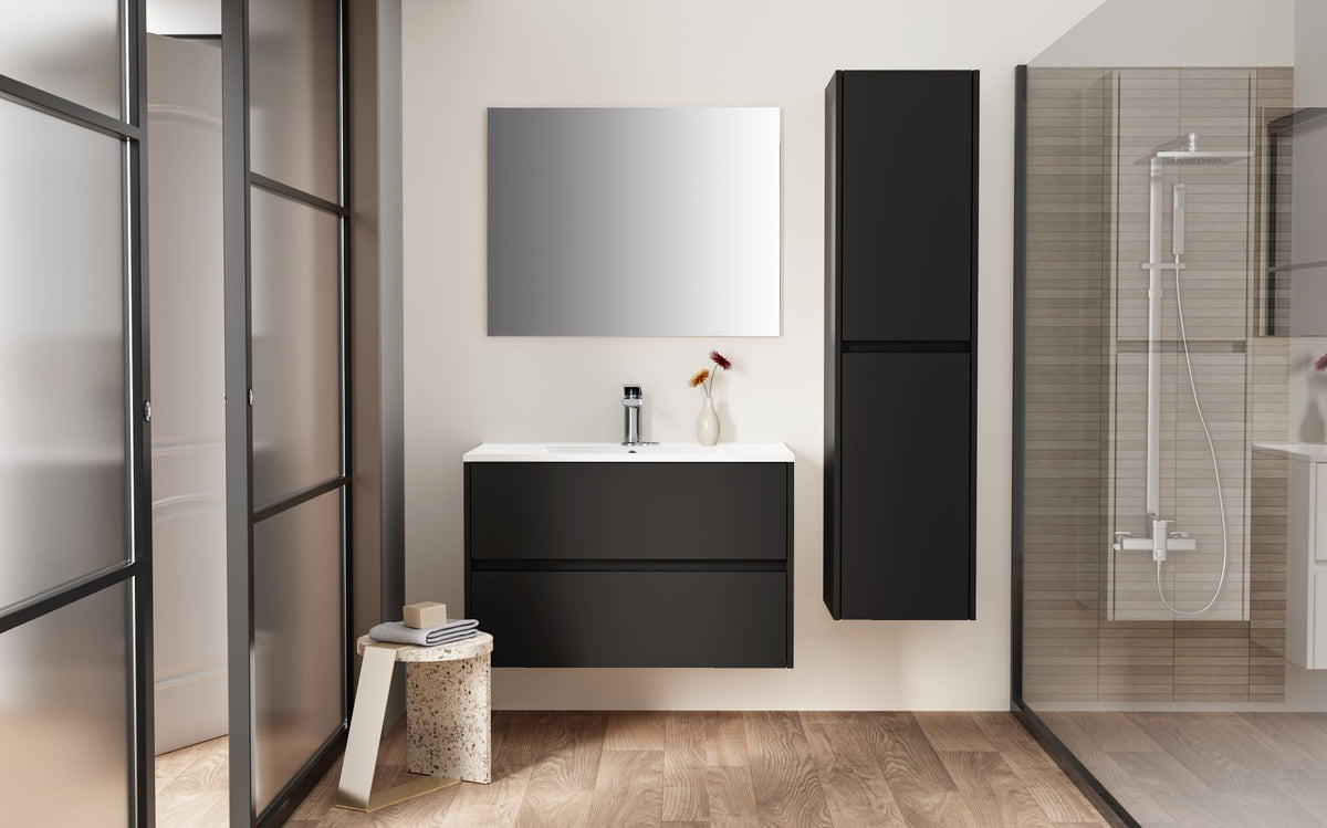 Wastafelonderkast Nerano 80 cm Mat Zwart met 2 Lades SaniSupreme4