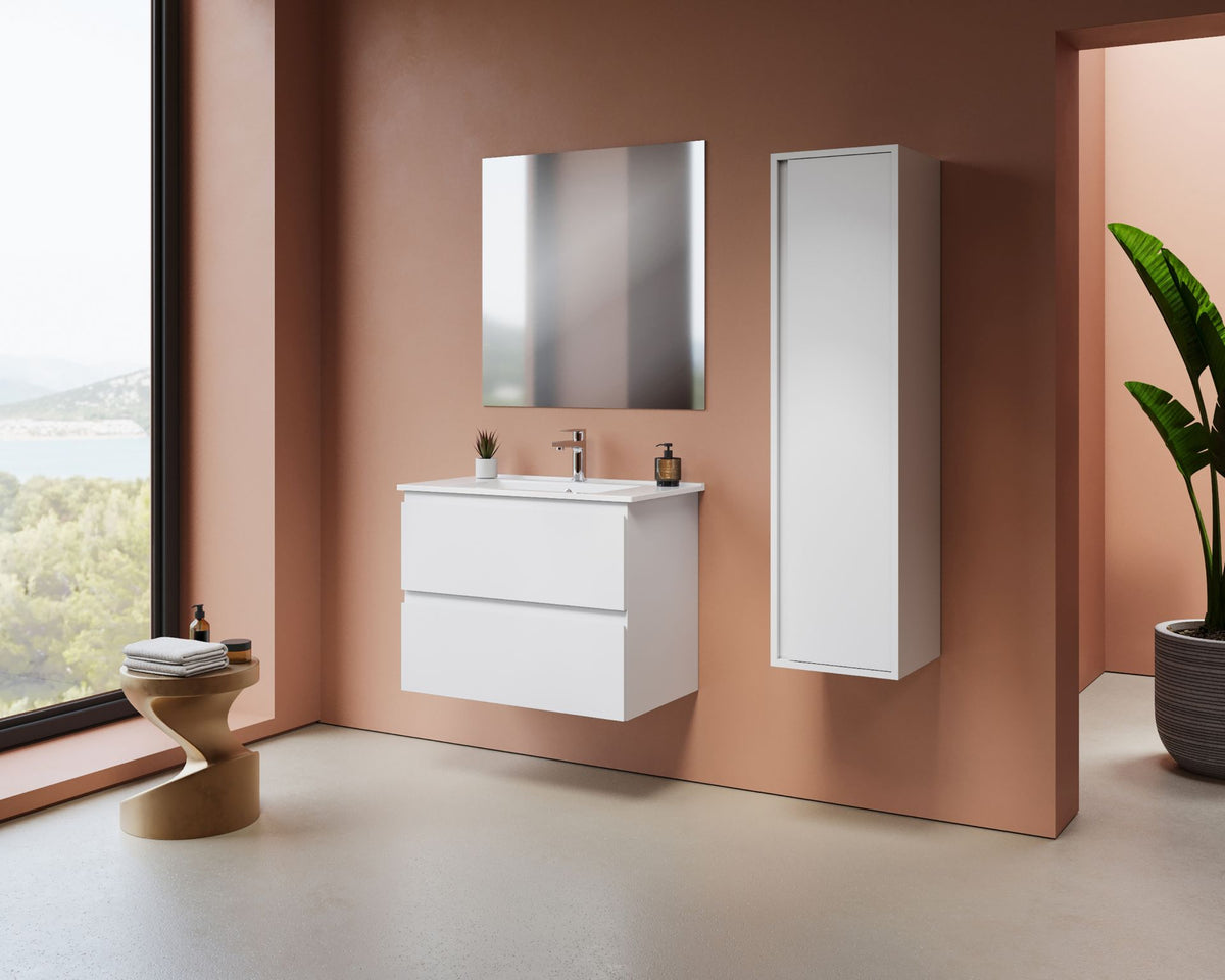 Nuvessa Wastafelonderkast 76 cm Mat Wit 2 Softclose Lades Greeploos SaniSupreme