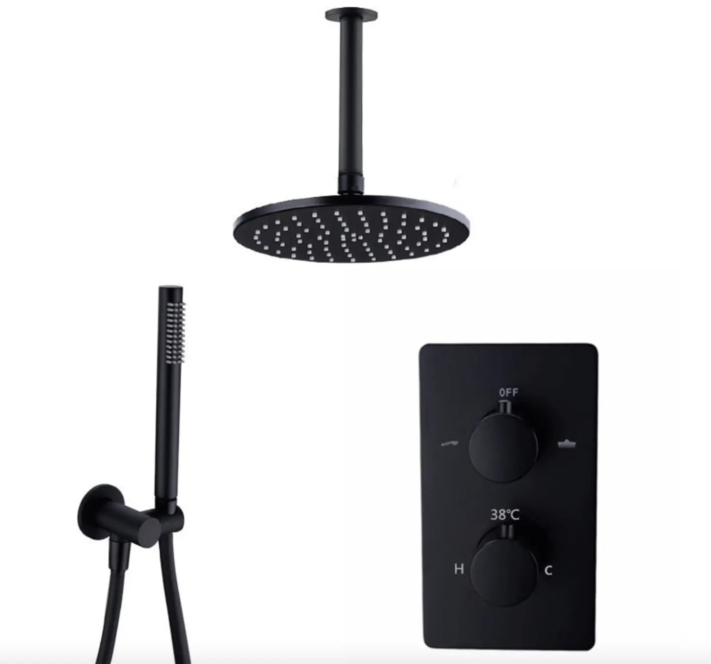 BESTE KEUS: SaniSupreme® Inbouw Doucheset Malaga Blackline Premium- 2 weg 16 inch. regendouche rond - rechthoek mat zwart