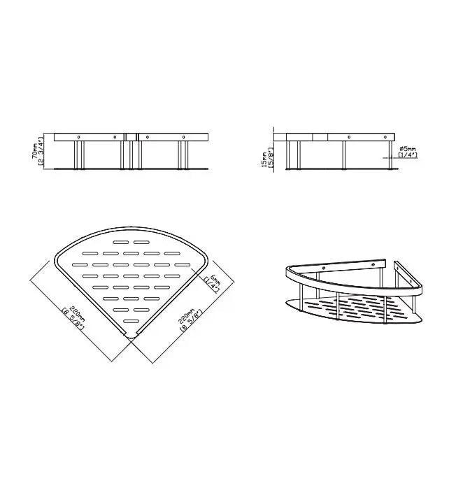 Sanisupreme Wand Hoekplank Doucherek Moderna geborsteld goud pvd coating Sanisupreme