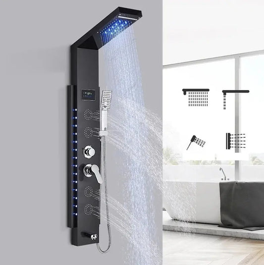 Douchepaneel Opbouwdouche SaniSupreme® Locarno met hand - en voetendouche LCD Premium zwart