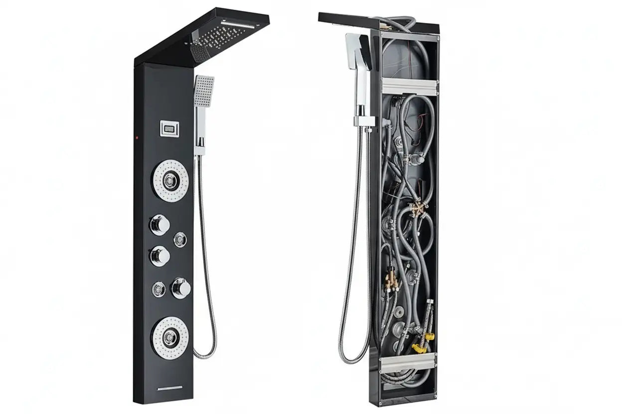 Douchepaneel Regendouche SaniSupreme® Veneto zwart met LED verlichting en Display Sanisupreme