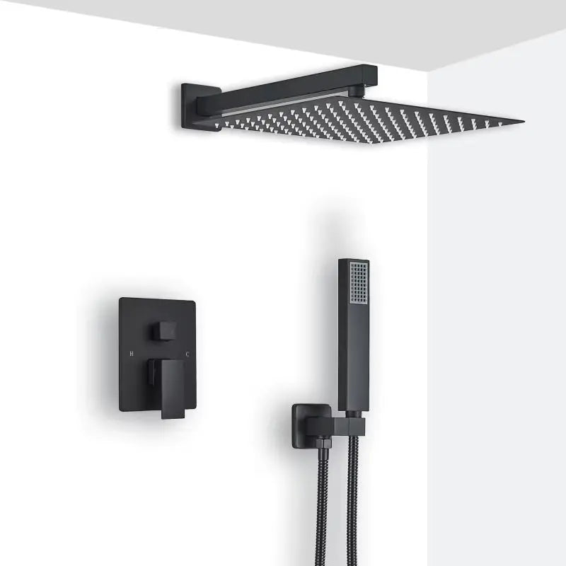 Doucheset Bolivia Premium 25 cm. regendouche vierkant 2 - weg zwart inbouw