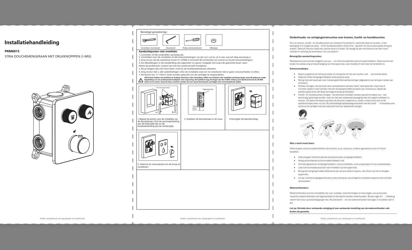 Doucheset SaniSupreme Aloni Stria Premium Geborsteld Goud Wand Set A-1 Sanisupreme