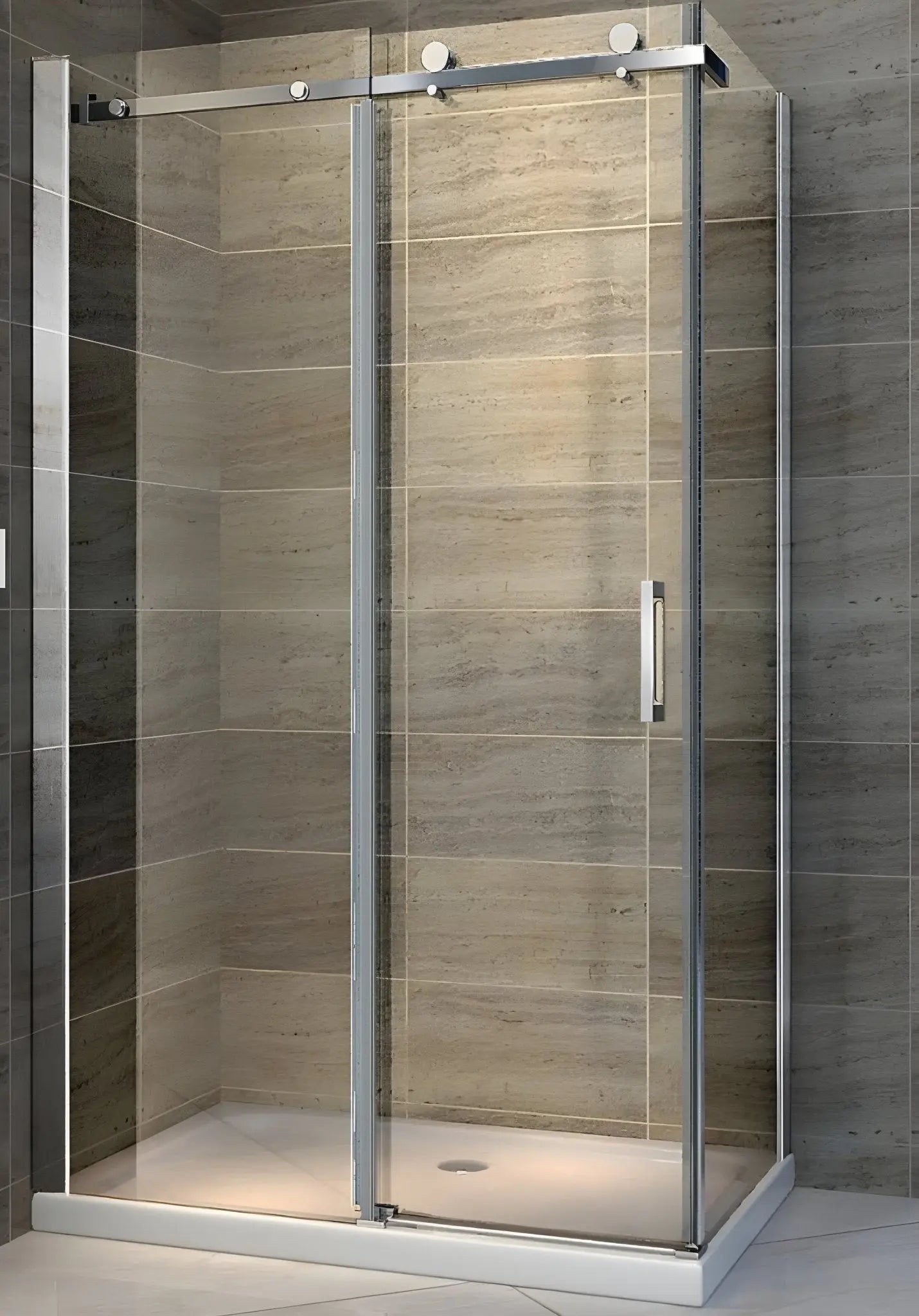 SaniSupreme Creavit Aloni Douchewand- Douchecabine Hoekopstelling met schuifdeur 160x90x195 cm chroom zilver frame