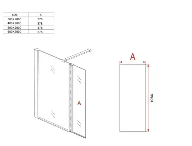 Douchewand SaniSupreme ChromeLine Series 30x200cm 8mm helder glas/chroom