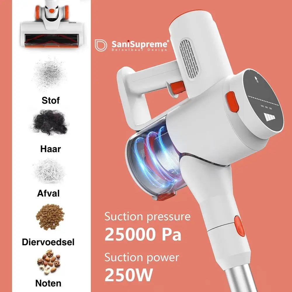 Draadloze Stofzuiger en kruimeldief in 1, 3 standen met lcd scherm en hulpstukken