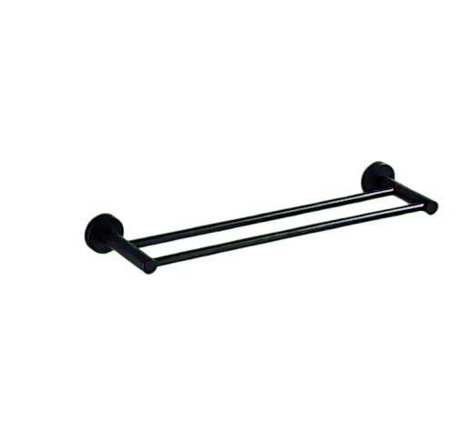 SaniSupreme Badkamer handdoek rekje dubbel, mat zwart rond 40 cm. Sanisupreme