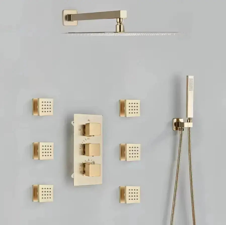 Inbouw douche wand massagejets per stuk geborsteld goud