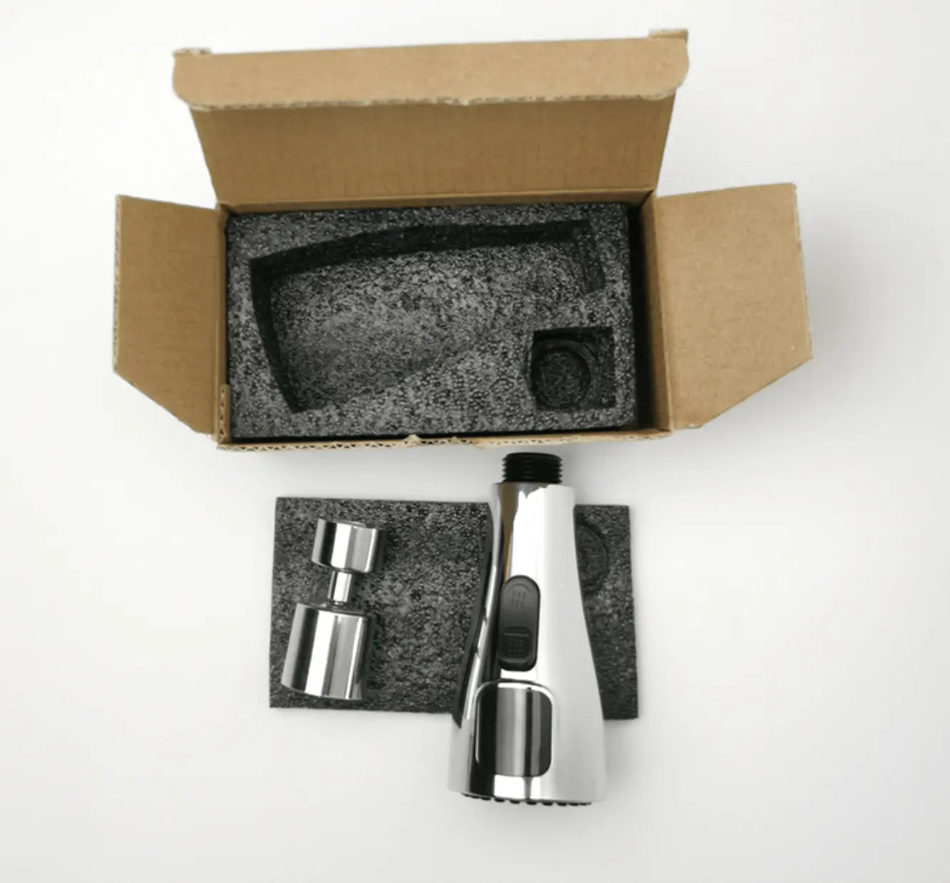 Losse Sproeikop Keukenkraan met LCD en 2 - standenknop bediening glans chroom