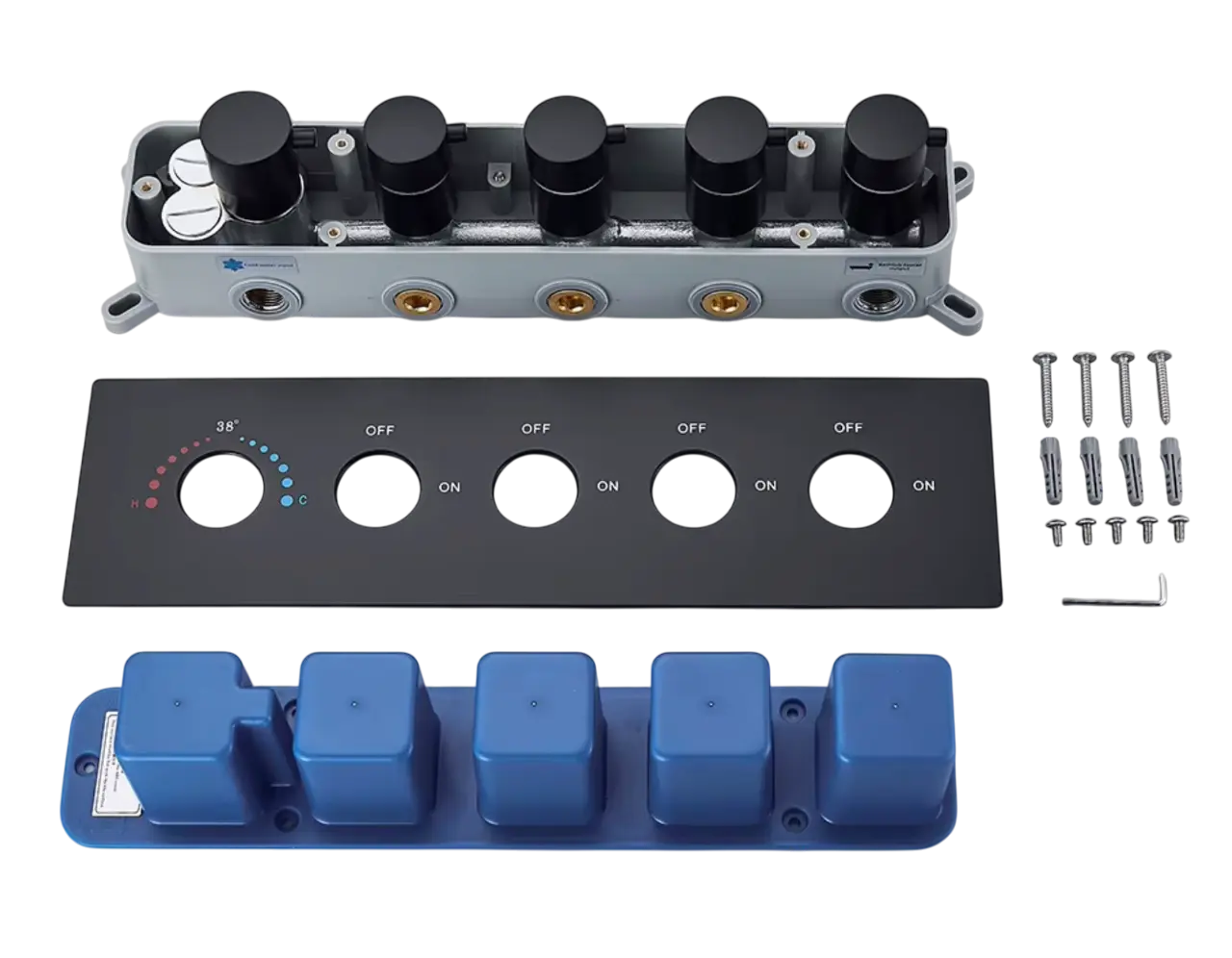 SaniSupreme Manhattan Inbouw Thermostatische Mengkraan 4-weg los mat zwart Sanisupreme