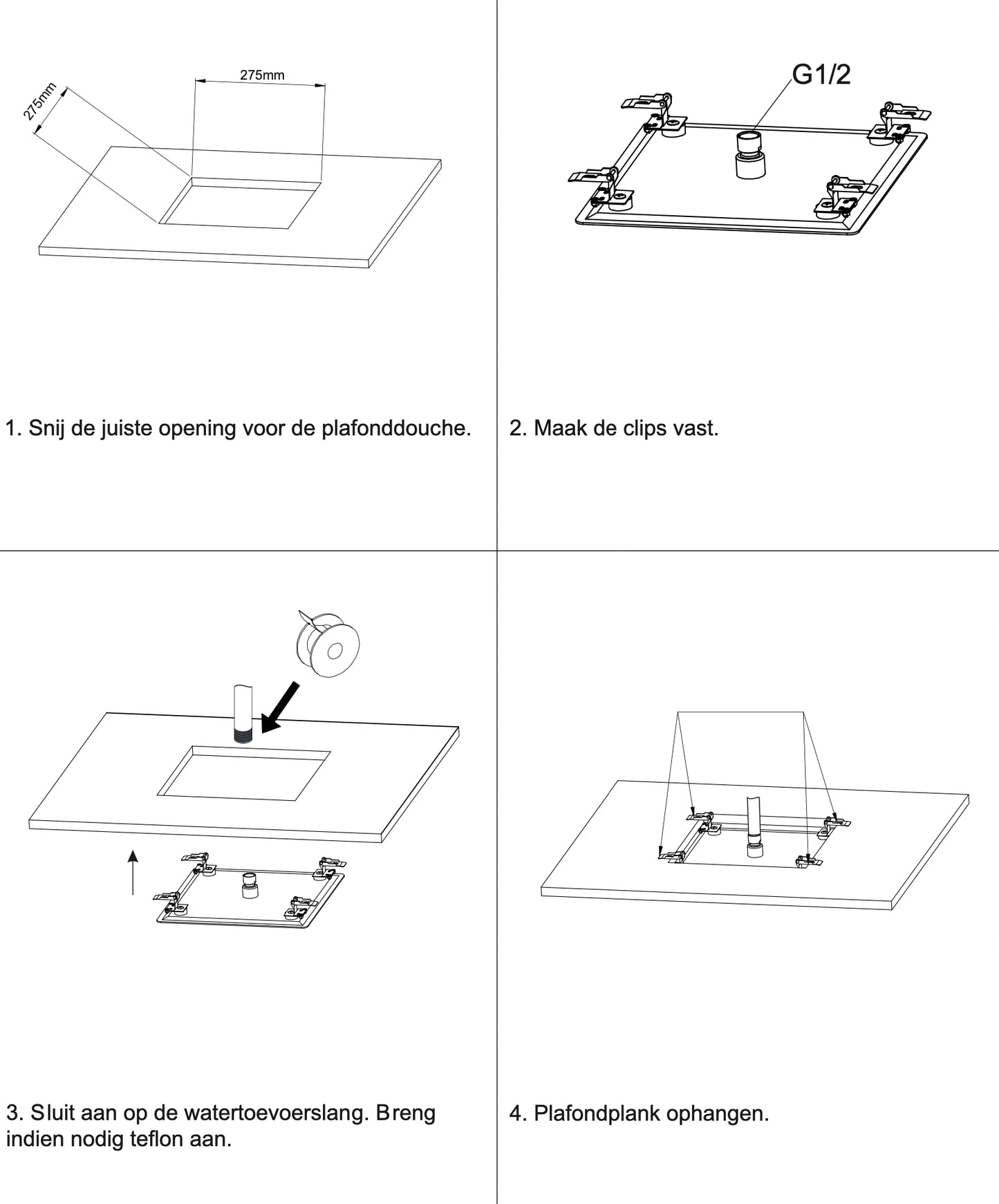 TWEEDEKANS SaniSupreme PremiumLine Inbouw Plafond Regendouche kop vierkant Hoofddouche Geborsteld Koper vierkant 30 cm