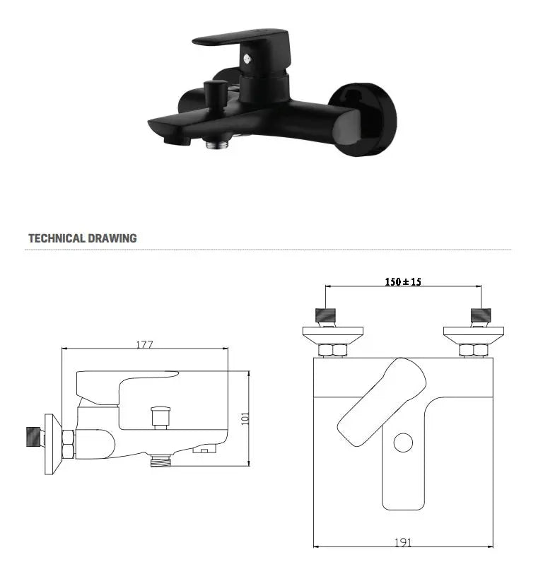SaniSupreme Aloni Force bad/douchemengkraan square - Mat Zwart