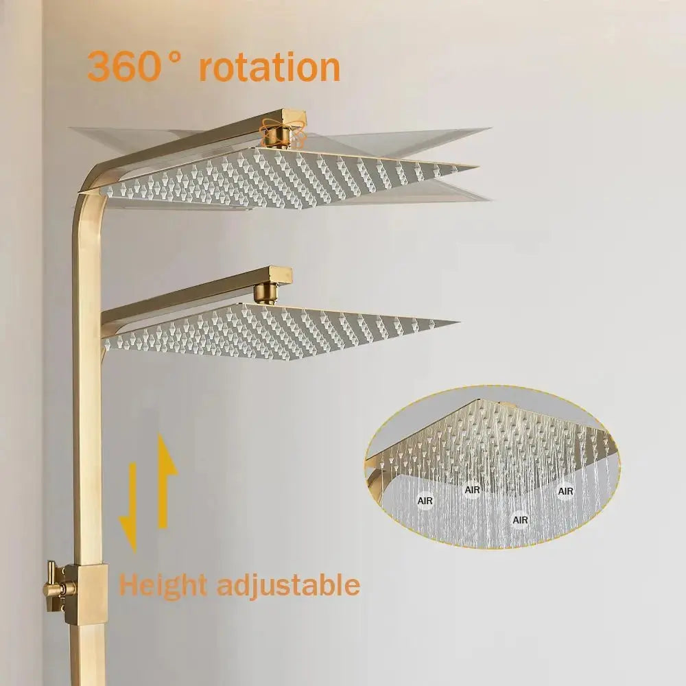 SaniSupreme Arizona Premium opbouw bad doucheset 4 - weg met baduitloop 30 cm en bidet regendouche Goud Geborsteld