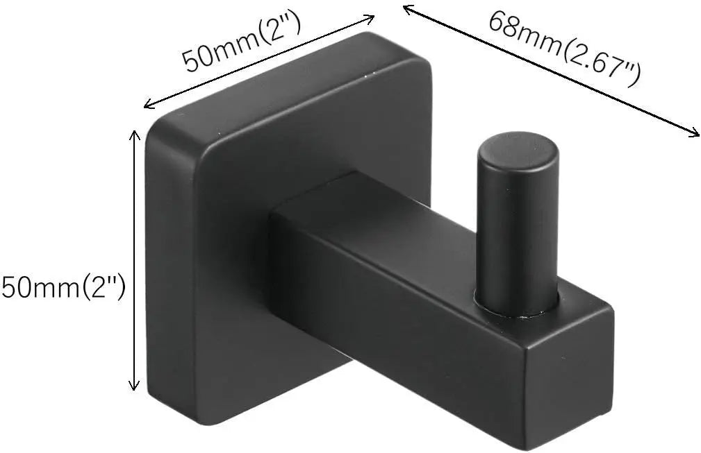 SaniSupreme Badkamer handdoek haak vierkant type P mat zwart