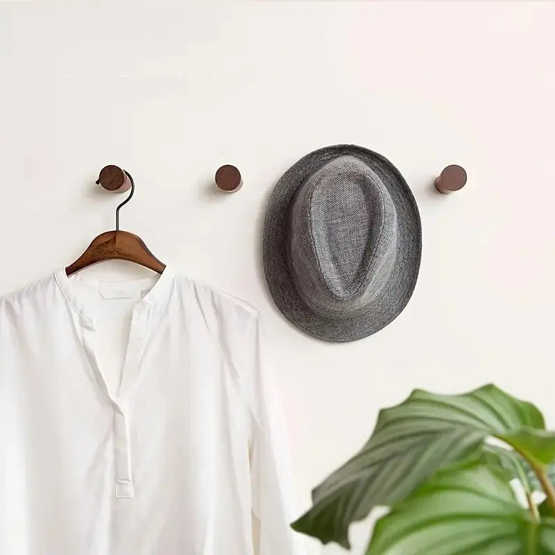 SaniSupreme Badkamer handdoekhaak rond walnoot set van 2