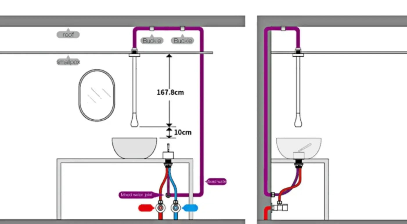 Sanisupreme Biarritz Classico Premium Wastafelkraan zwevend plafond - inbouw met wandbediening goud glans