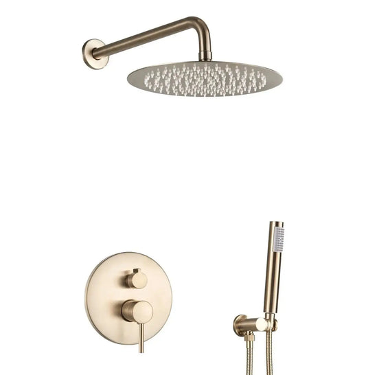 SaniSupreme® Doucheset Yosemite 30 cm. regendouche rond 2-weg geborsteld goud Sanisupreme
