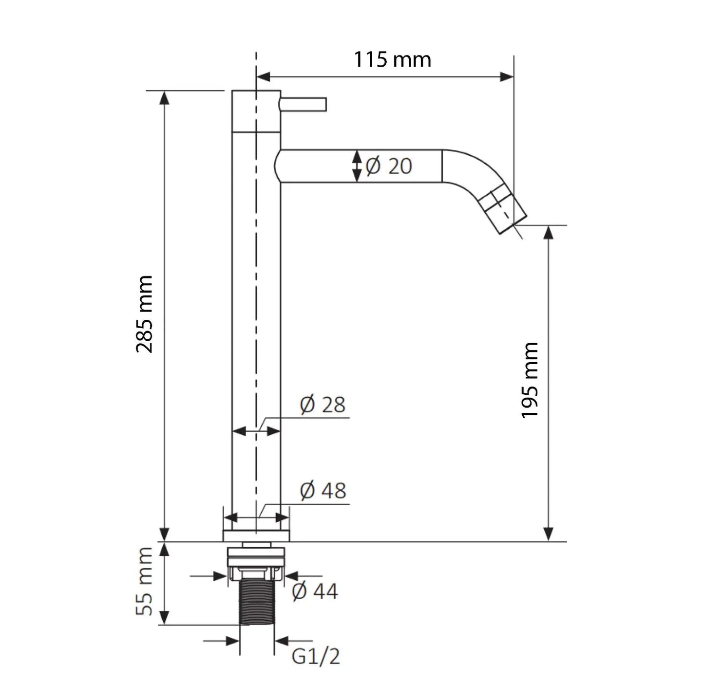 SaniSupreme koudwater kraan fonteinkraan toilet chroom mat
