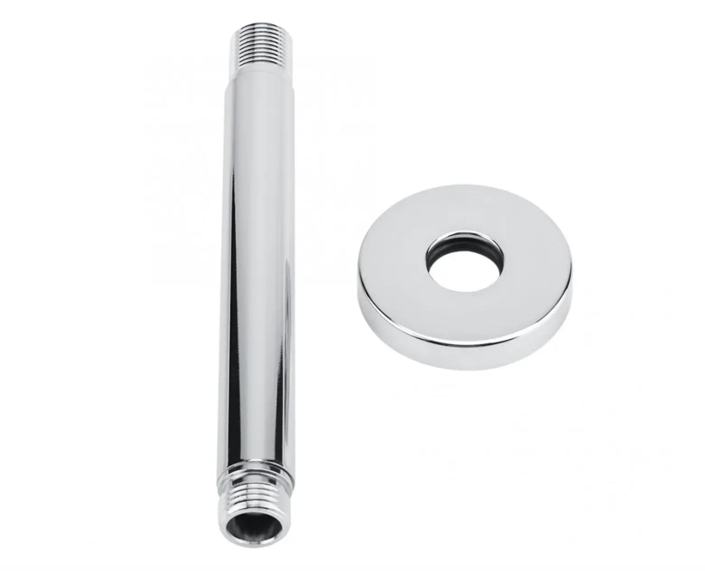 SaniSupreme Losse douche arm plafond, glans chroom, rond, 25 cm. lang met rozet