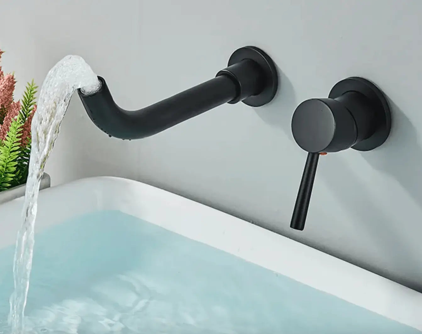 Sanisupreme Palermo Premium Wastafel kraan inbouw 21 cm. met bedieningshandel mat zwart