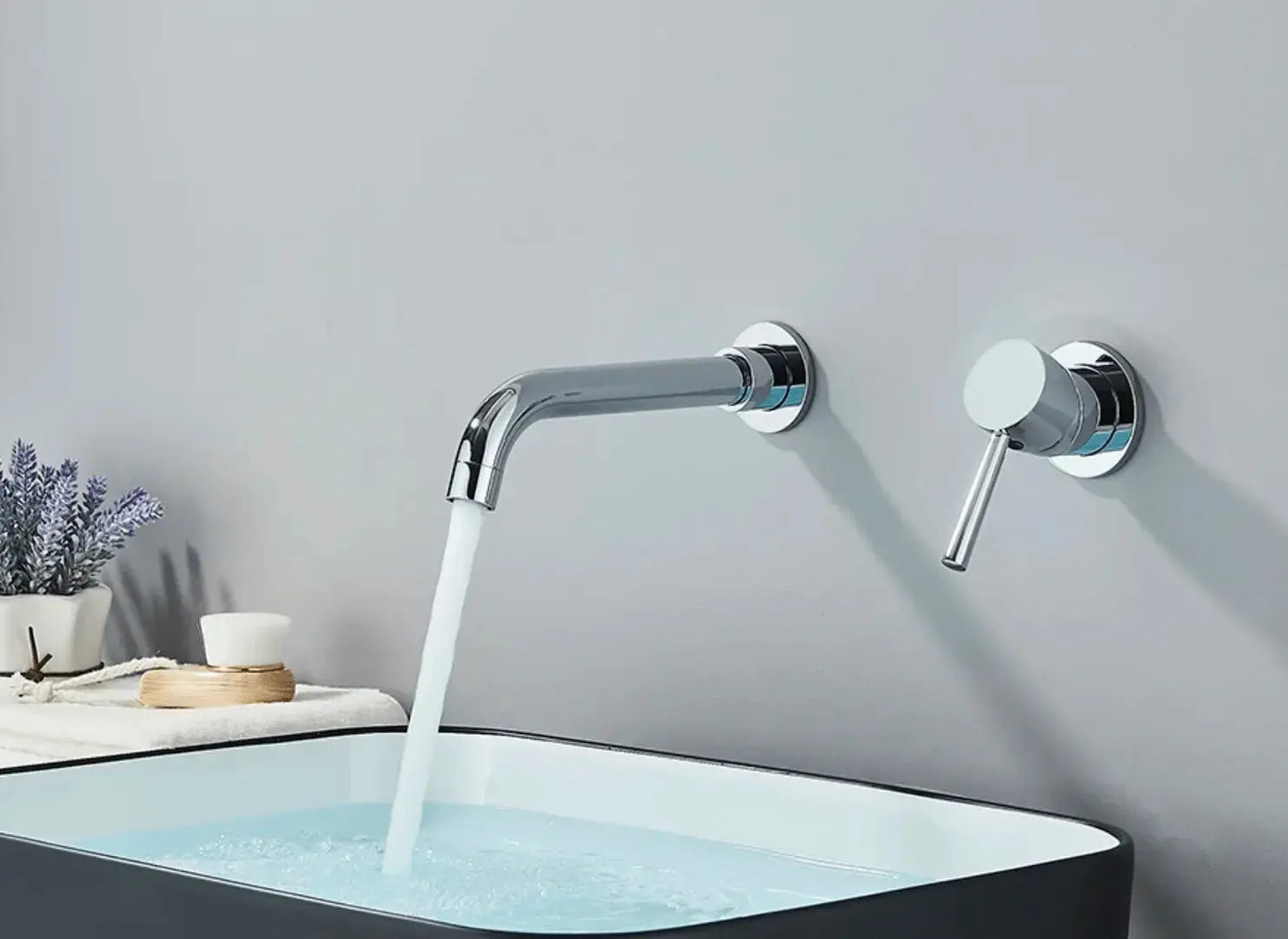 Sanisupreme Palermo Premium Wastafel kraan inbouw 26 cm. met bedieningshandel Chroom Glans