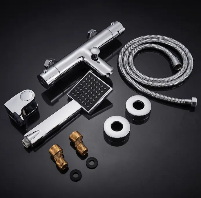 SaniSupreme Peru doucheset opbouw mengkraan 2 weg smal met ronde handdouche Chroom Glans