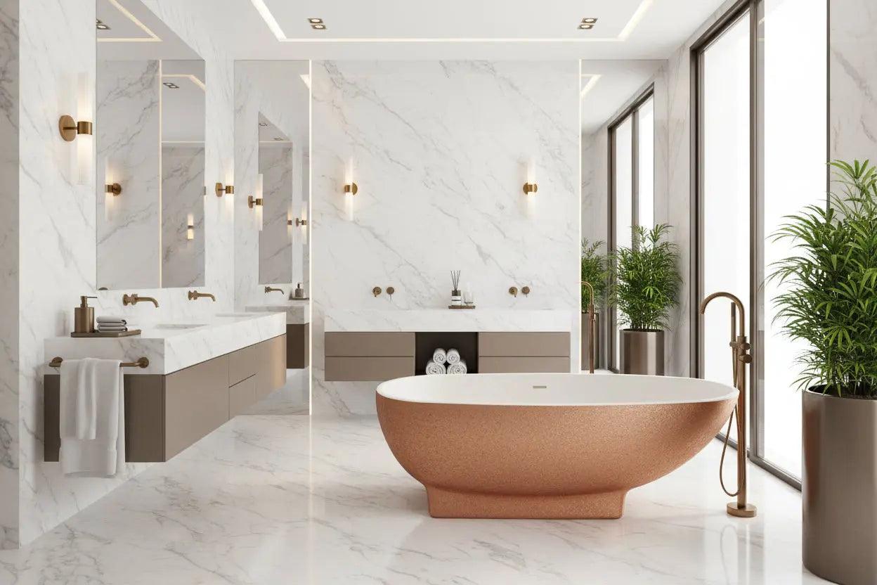 vrijstaand bad Bronze 173.5 cm Brons Glans wit SaniSupreme