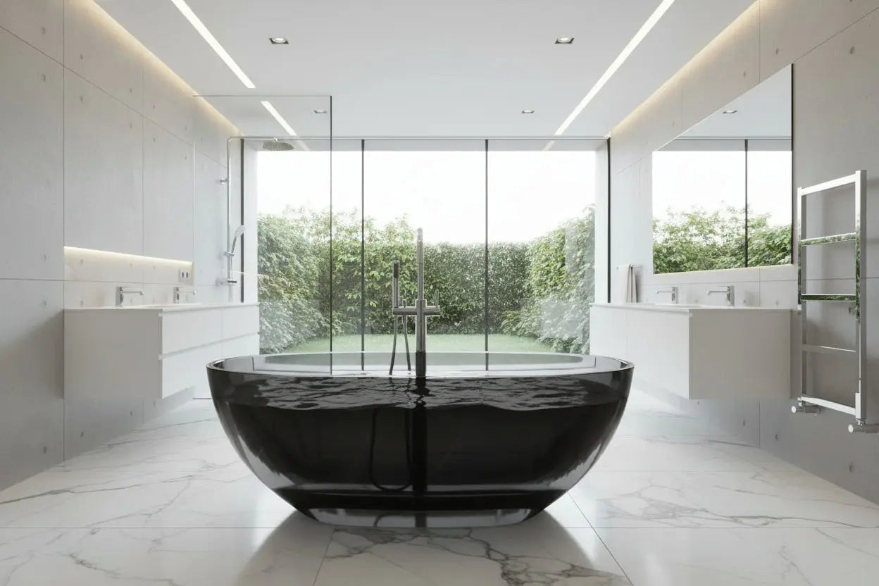 vrijstaand ligbad Transpa Black 170 cm Zwart SaniSupreme