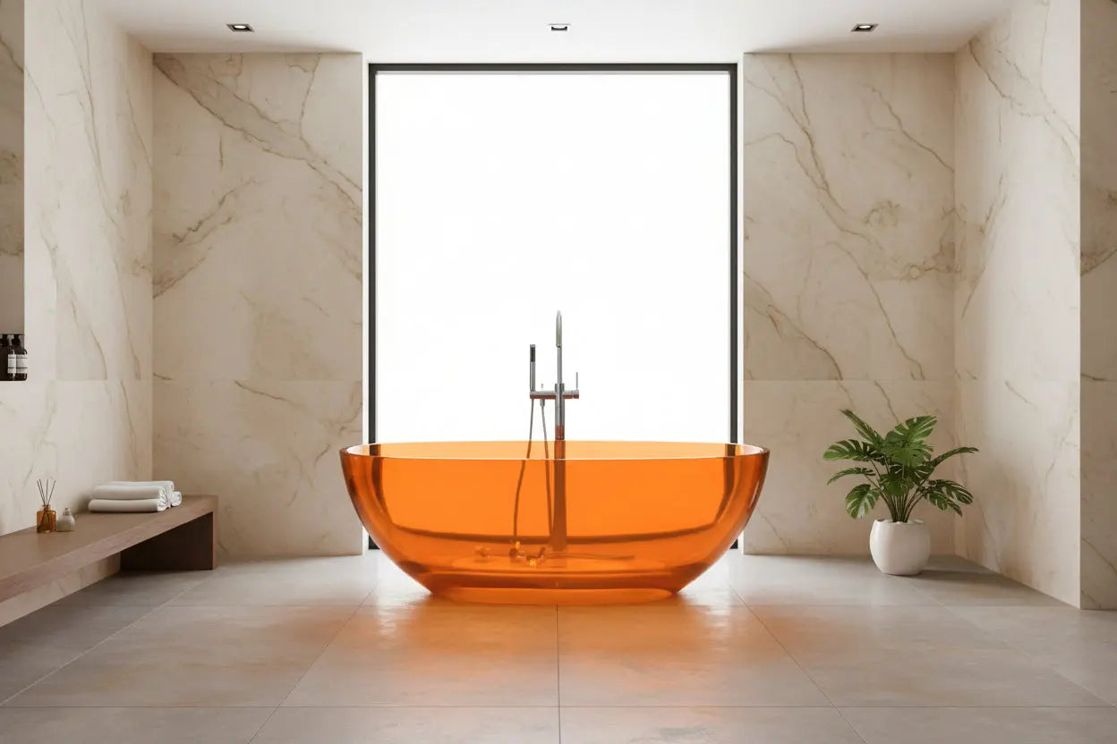 vrijstaand ligbad Transpa Orange 170 cm Mat Wit SaniSupreme