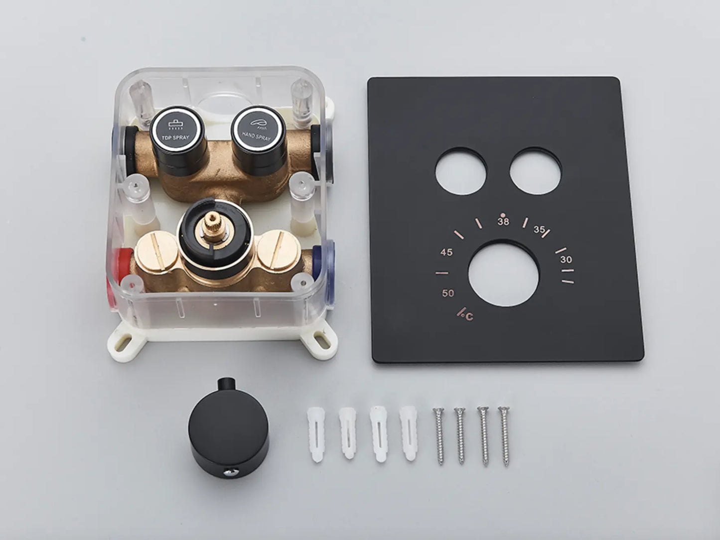 SaniSupreme®SmartPulse Plafond Thermostatische Doucheset Alicante 2 weg 30 cm regendouche vierkant mat zwart Sanisupreme