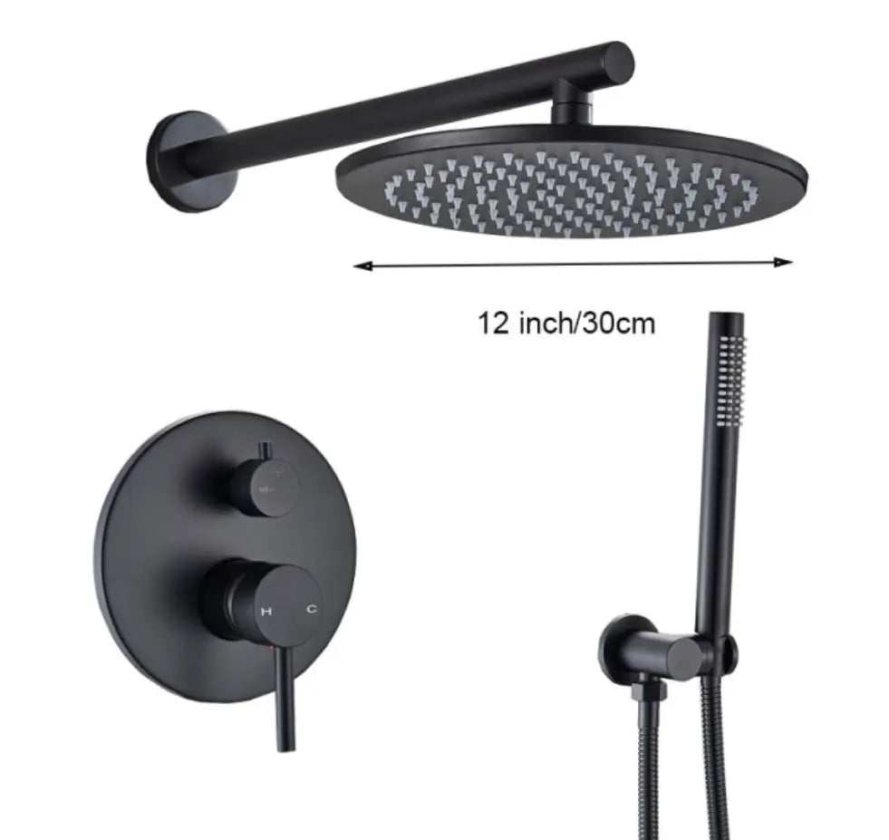 SaniSupreme® Doucheset Sacramento 12 inch regendouche rond 2-weg zwart inbouw Sanisupreme