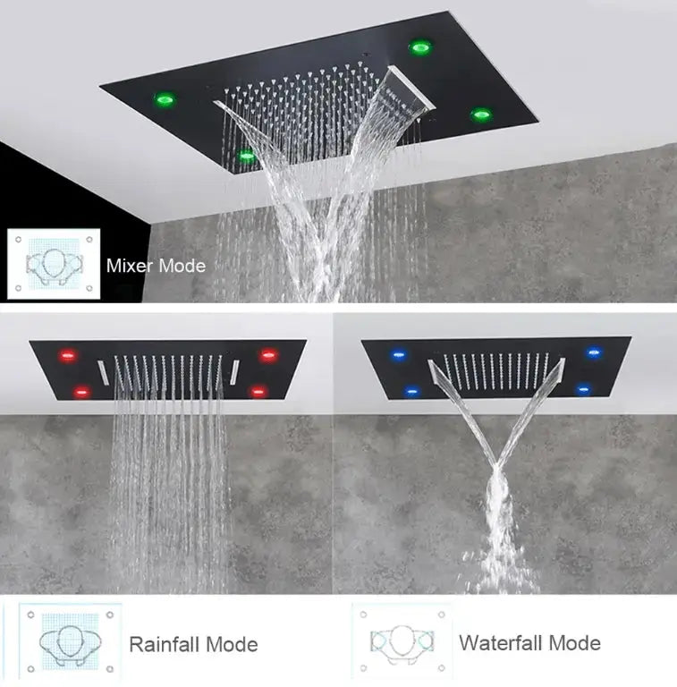 AKTIE SaniSupreme® SmartPulse Plafond LED Remote Regendouche Inbouw La Paz 50 x 36 cm zwart